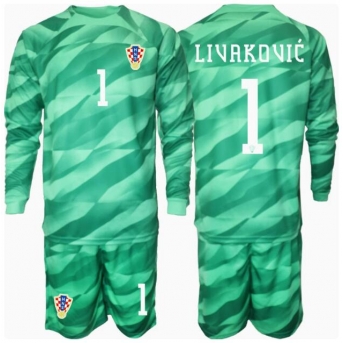Croazia Dominik Livakovic #1 Portiere Maglia Gara Trasferta Repliche Europei 2024 Bambino Maniche Lunghe